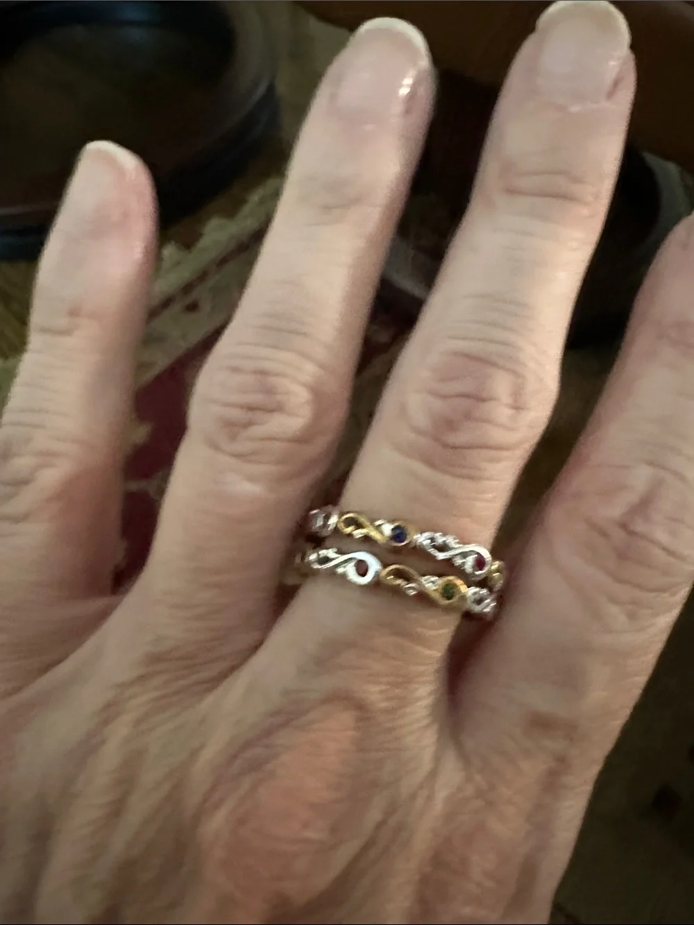 Two-Tone Multigem Stackable Ring Set in Gold and Silver